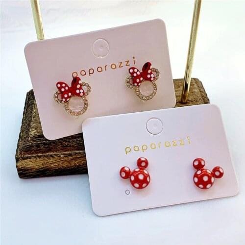Mickey Mouse Earrings S925 Silver Needle Bow Mickey Minnie Earrings Red Ladies Girls Earrings Out Jewelry Gift 2