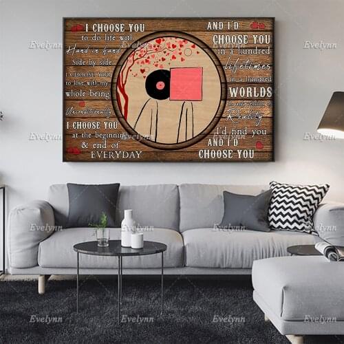 Vinyl Records Phonograph Record Couple Poster I Choose You Poster Valentine Day Wall Art Prints Home Decor Canvas FloatingFrame