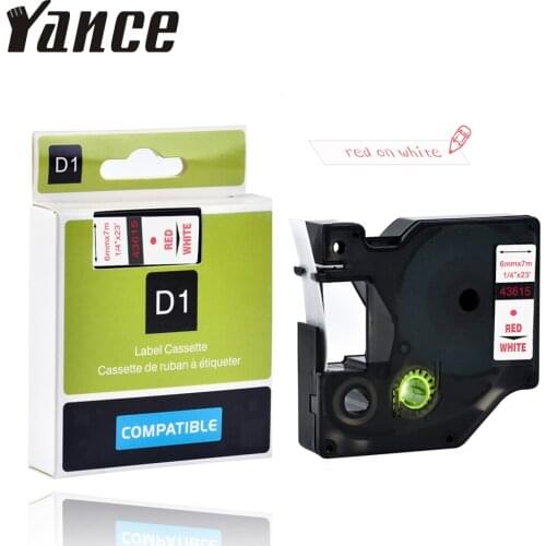 Yance Compatible Dymo D1 label maker machine printer 43615 red on white 6mm label tape for DYMO label printer 160 280 DYMO PNP