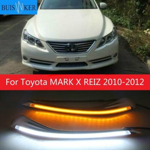 1Pair DRL For Toyota MARK X REIZ 2010-2012 LED DRL Daytime Running Light With Turn Signal Fog Lamp