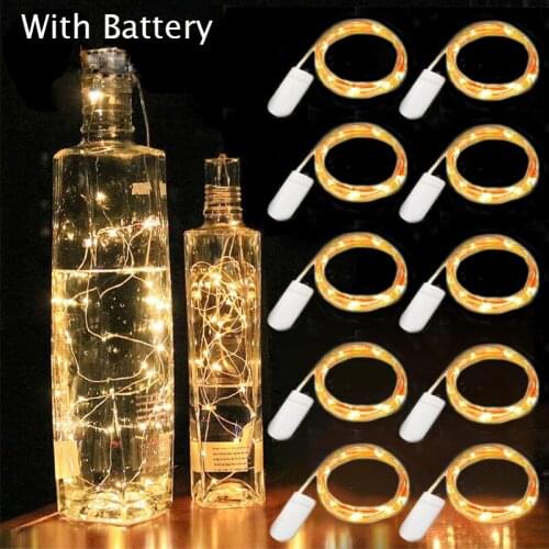 10 PCS Battery poweredCell bottle light 5m LED light bar light birthday party wine bottle stopper light bar (With battery)