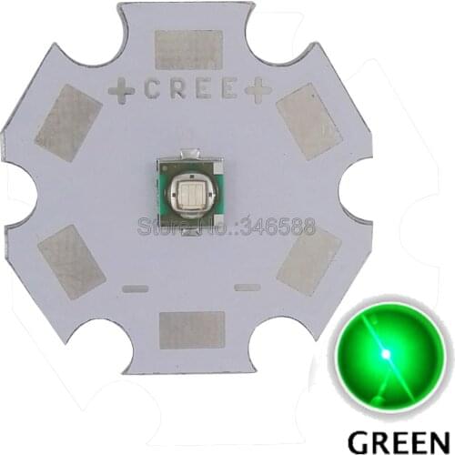 10PCS Cree XLamp XP-E XPE Green Color 520-530NM 3W High Power LED Light Emitter Diode on 8mm 12mm 14mm 16mm 20mm PCB Heatsink