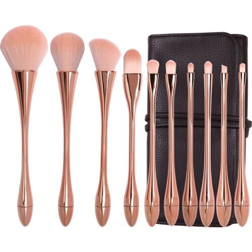 10pcs/set Women Cosmetic Brush Rose gold/ Red Makeup Brushes Set Face Make Up Tools