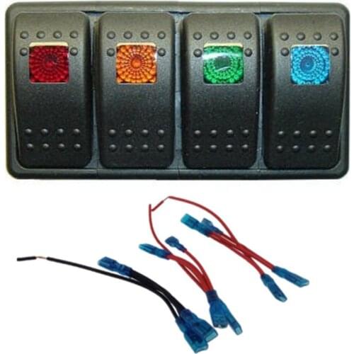 12V-24v 4 Gang LED ON-OFF Rocker Switch Panel Auto/Marine Boat RV Waterproof Switch