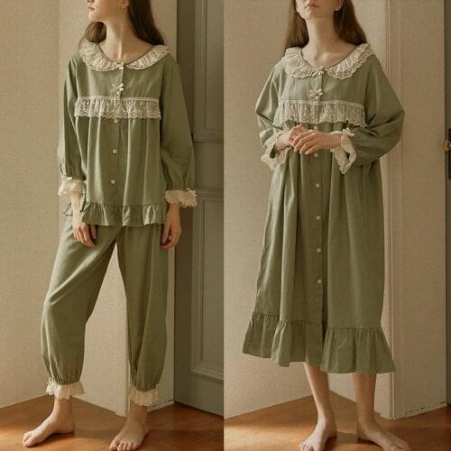 2 Designs Womens Sleepwear Princess Dress.Ladies Girls Vintage Green Color Nightgown Sleepshirts.Victorian Nightdress Nightie