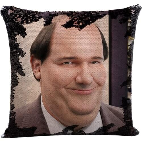 2020 The Office Sequin Pillow Covers Kevin Malone Laughing Face Flip Mermaid Cushion Covers Funny Gifts Merch for Christmas