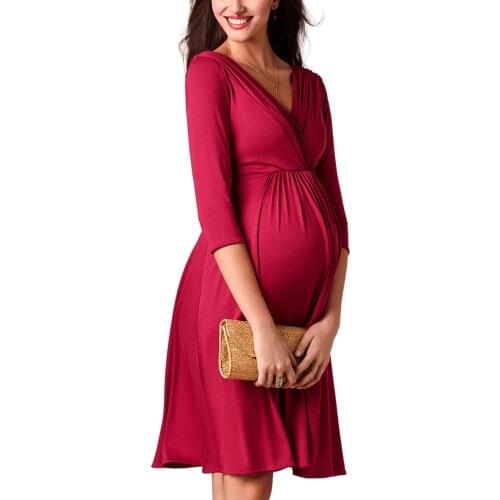 2021 Maternity Clothes Dresses For Pregnancy Women V-Neck Sexy Dress Pregnant Female Nursing Clothing For Photo Shoot