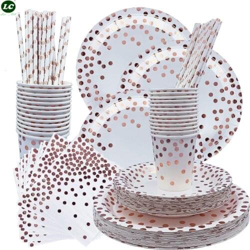 250PCS Disposable Tableware Sets Paper Napkins Cake Plate Paper Tray Cup Set Stamping Tableware For Christmas Party Supplies