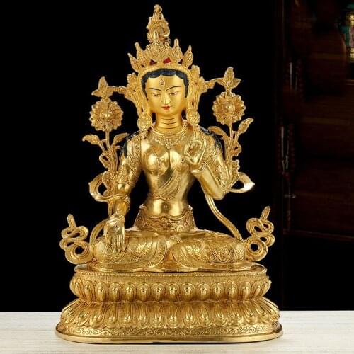 46CM Huge large HOME Temple Effective protection Tibet Buddhism gilding White Tara Avalokitesvara Guanyin buddha copper statue