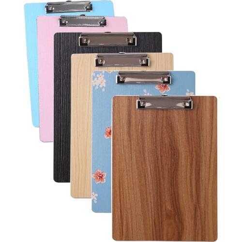 6Pcs A5 Wood Clipboards Mini Restaurant Menu Metal Clip Writing Board Pad Office Paper Sheet Holder File Folder Supply Organizer