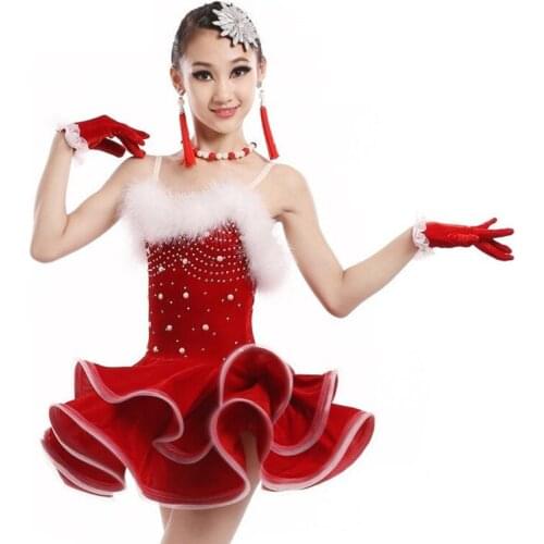 Ballroom Tango Latin Salsa Dress Girls Unequal Ballroom Dance Clothes Skirts Samba Ballroom Dancing Dresses For Kids