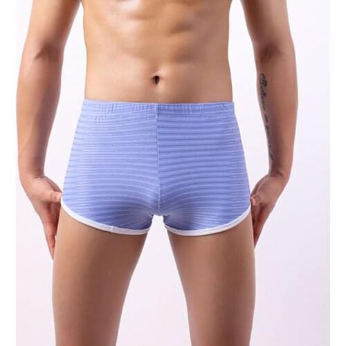 Men Boxer Shorts Sleep Bottoms Striped Underwear Calzoncillos Hombre Boxershort Gay Panties Cuecas Underpant Sportwear Plus Size