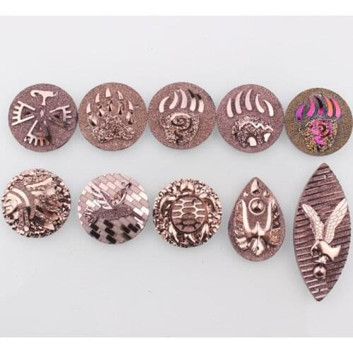 Taidian Rose Gold Bear Claw Resin Gems Cabs 25mm Round Rhinestones Flat Back For Indigenous Art Native Beader 20pieces/lot