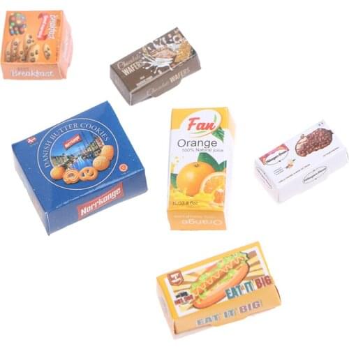 Hot sale 6Pcs/Set Dollhouse Miniature Food And Beverage Case Box Model Toys For Doll House Decoration