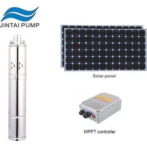 JINTAI 4 inches stainless steel deep well sunrise solar water pump system 72V
