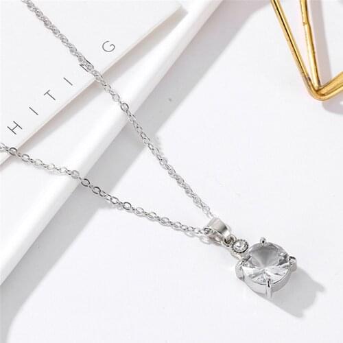 Fashionable Style Bride Round Zircon Crystal Earrings Necklace Set