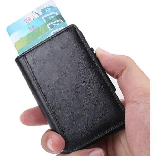 Bisi Goro Magnetic Buckle Card Wallet Business Metal Card Purse Bank Card Box Rfid Blocking Card Holder Minimalist Wallet Holder