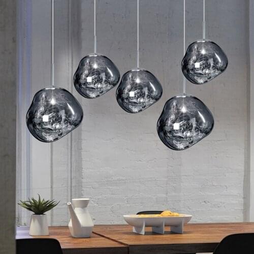 Kitchen Pendant Light Bar Silver Glass Pendant Lighting Bedroom Ceiling Lamp Home Pendant Lights Living Study Lighting Free Bulb