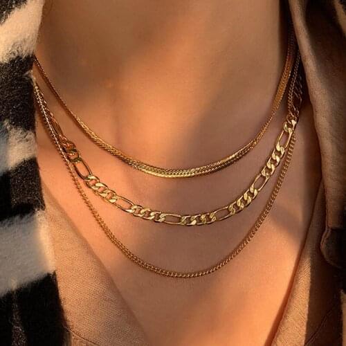Lifefontier Vintage Multi-layer Snake Chain Choker Necklace Gold Plated Metal Chains Necklaces for Women Party Jewelry Gift