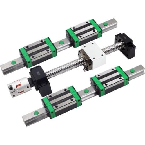 Linear Guides HGR20+HGH20CA or HGW20CC 4PCS+Ball Screw SFU1605 L-900mm +BKBF12 +Nut Housing+Coupler 8 *10mm for CNC