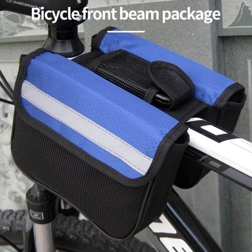 2021 New Bicycle Top Tube Bag Front Top Tube Waterproof Storage Bag Riding Mobile Phone Reflective Bag Bicycle Accessories