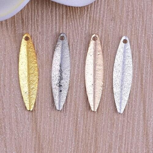 20pcs/lot zhu ru 23.5*5.5mm New Oval flat strip Frosted leaves leaf Charms Charm fit for Bracelets Necklace DIY Jewelry Making