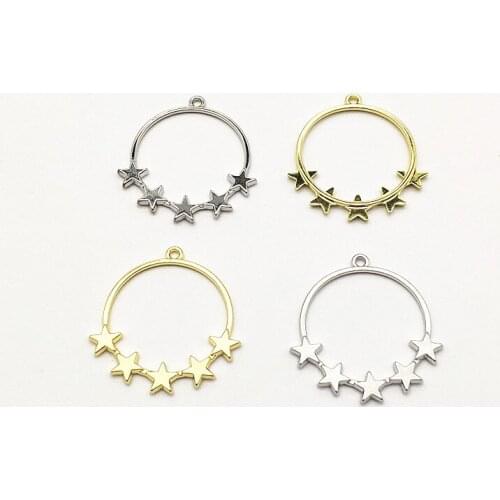 New Arrival! 31x29mm 100pcs Zinc Alloy Star/Round Shape Charm for Handmade Earrings make DIY Parts,Jewelry Accessories Finding