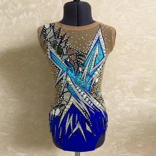 LIUHUO Ice skating dress Women Blue cha cha cha ballroom dancing Gymnastics leotards for Girls