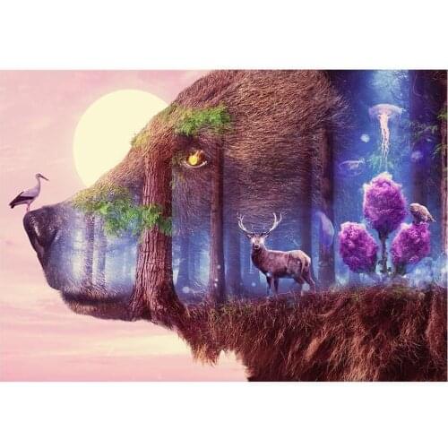 Full Drill DIY 5D Diamond Painting Forest Animal bears elk Owl Jellyfish Cross Stitch Embroidery Patterns Mosaic Home Decoration