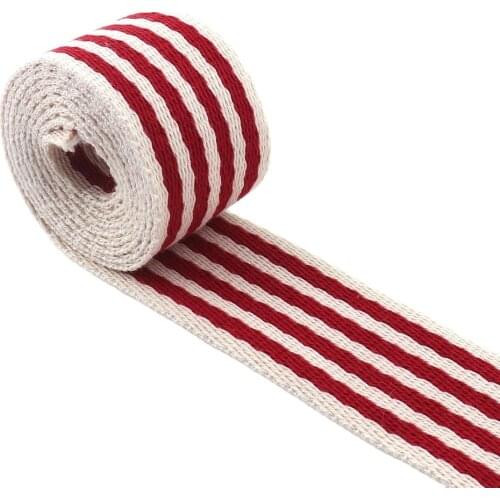 38mm White Red Striped Webbing Polyester Cotton Fabric Belt Canvas Ribbon for Bag Pet Collar Backpack Clothes Decorations