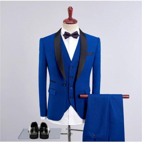 Slim Fit Men Suits Royal Blue Blazer Latest Coat Pant Designs Groom Wedding Dress Tuxedo Wine Red Suit Male 3 Pieces Suit