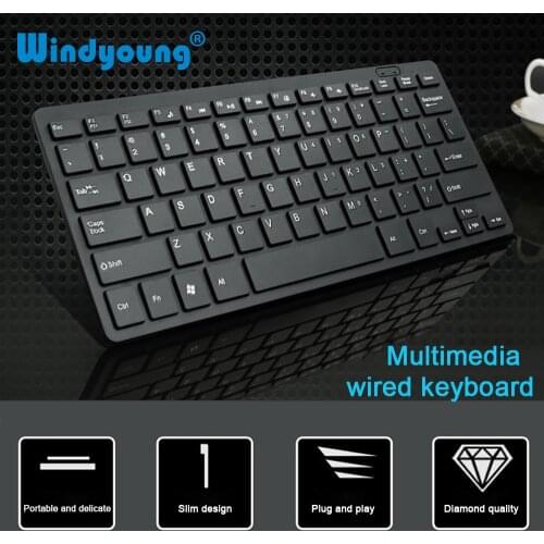 Wired Keyboard Ultra thin Quiet Small Size 78 Keys Mini Multimedia USB Keyboard For Laptop PC with Arabic Russian Hebrew sticker