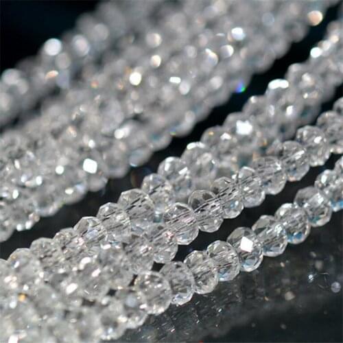 MHS.SUN Loose 2mm-14mm Crystal Clear Color Rondelle faceted Crystal Glass Beads Loose Spacer Beads For Jewelry Making