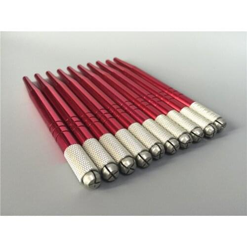 10PCS Manual Pen Permanent Makeup Eyebrow Pen Microblading Machine Tattoo Supply Red Colors