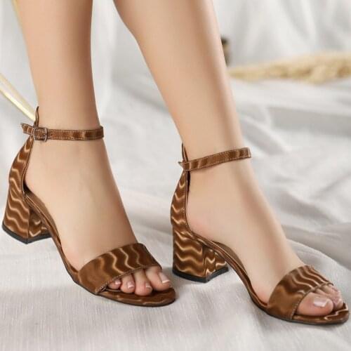 Tonar Epon Brown Suede Pattern Single Band Women Heels Shoes Trend Fashion Casual and Stylish Orthopedic