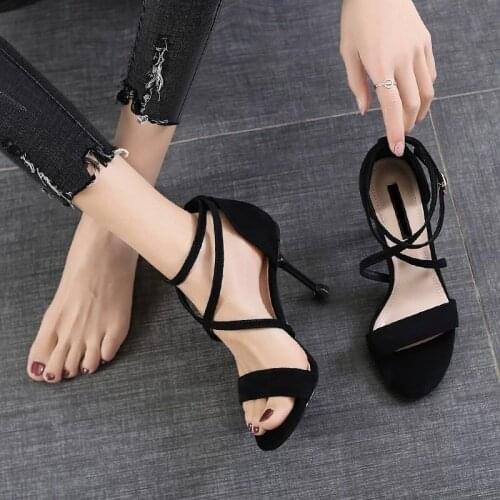 Shoes Women Slippers Sandals Womens 2021 New Summer Heel Red Fashion High Heels Sandales Femmes