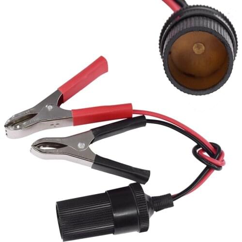 YUNPICAR 12V Battery Clamps Terminal Clip-on Car To Cigarette Lighter Socket Female Adapter Plug Extension Cord with Battery