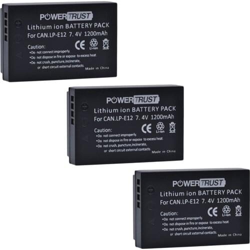 3Pcs 1200mAh LP-E12 LP E12 LPE12 Replacement Camera Batteries For Canon EOS M100 EOS 100D Kiss X7 Rebel SL1 EOS M10 DSLR