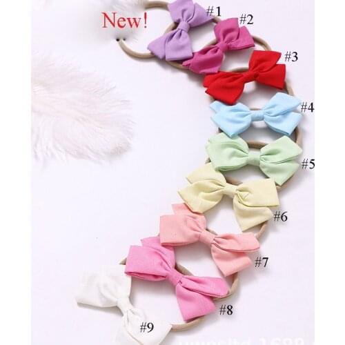 MengNa 3.5" Girls Nylon Headband Fabric Bow Headband Hair Elastic Hair Band Girls Hair Accessories 36pc/lot