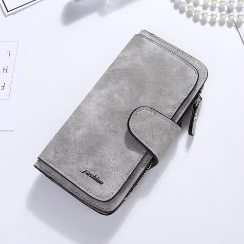 Women Retro Matte Wallets PU Leather Long Purse Clutch Money Bag Female Three Fold Zipper Hasp Wallet Fashion Credit Card Holder