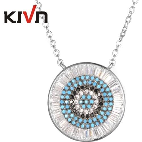 KIVN Womens Fashion Jewelry Turkish Blue eye CZ Cubic Zirconia Wedding Pendant Necklaces Mothers Gifts 10pcs Lots Wholesale