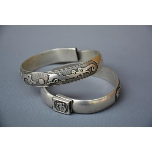 Rare Qing Dynasty Silver bracelet,Plum flower, a pair, free shipping