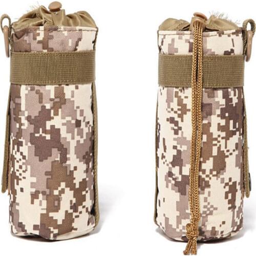 1pc Tactical Molle Water Bottle Pouch Bag Military Outdoor Travel Hiking Drawstring Water Bottle Holder Kettle Carrier Bag