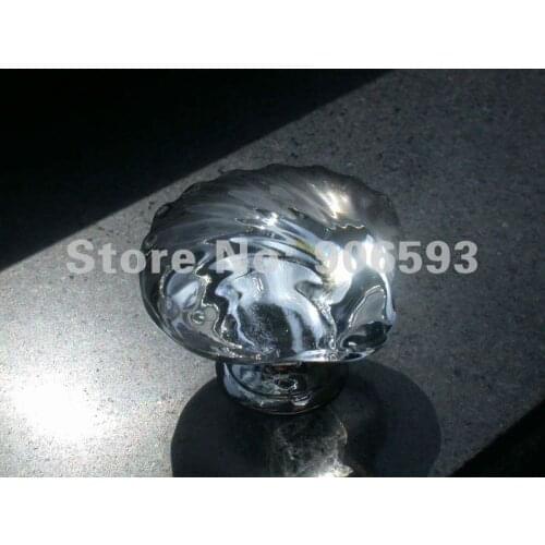 10PCS/LOT FREE SHIPPING SHELL CLEAR CRYSTAL KNOBS ON A CHROME BRASS BASE