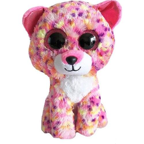 15CM Ty Beanie Boos Big Eyes Spotted Leopard Plushie Cute Stuffed Animal Toys Bedside Doll Decor Child Christmas Birthday Gift