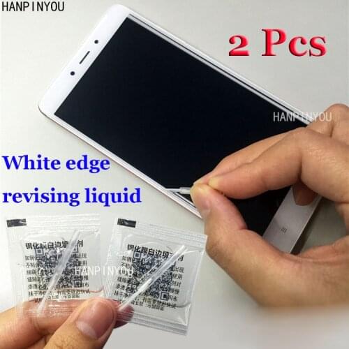 2 Pcs/Lot Tempered Glass White Edge Revising Liquid with Brush White Side Repair Glue White Border Eliminate Liquid No Glass