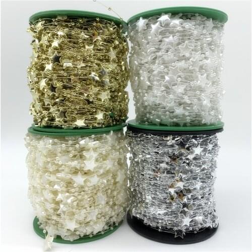 3yards/Lot 15mm Butterfly Shape Artificial Pearls Line Beads Chain Garland Flowers Wedding Party Decoration DIY Brides Headgear