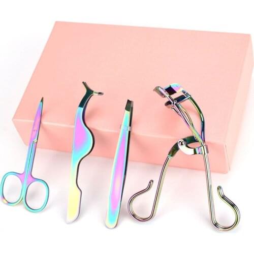 6Pcs Eyelashes Clip Curl Kit Eye Lash Cosmetic Beauty Makeup Fake Eyelash Curler Curling Tweezers Scissors Multi-Purpose Tools