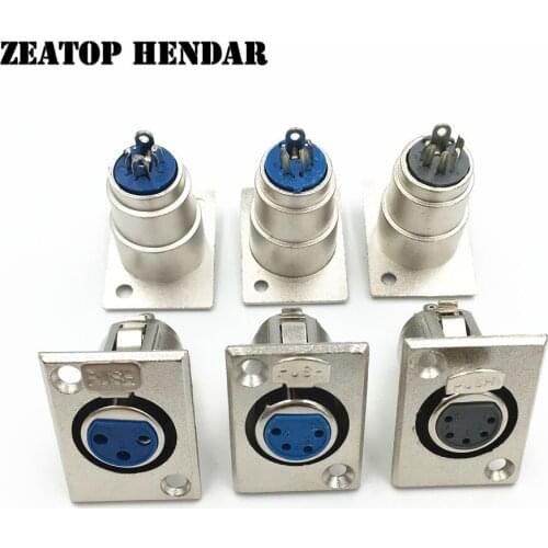 8Pcs Metal XLR 3 4 5 Pin Female Jack Panel Mount Socket Connector XLR Wire Connector Nickel Plated