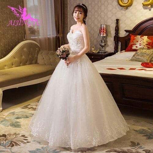 AIJINGYU 2021 plus size Customized new hot selling cheap ball gown lace up back formal bride dresses wedding dress WU181